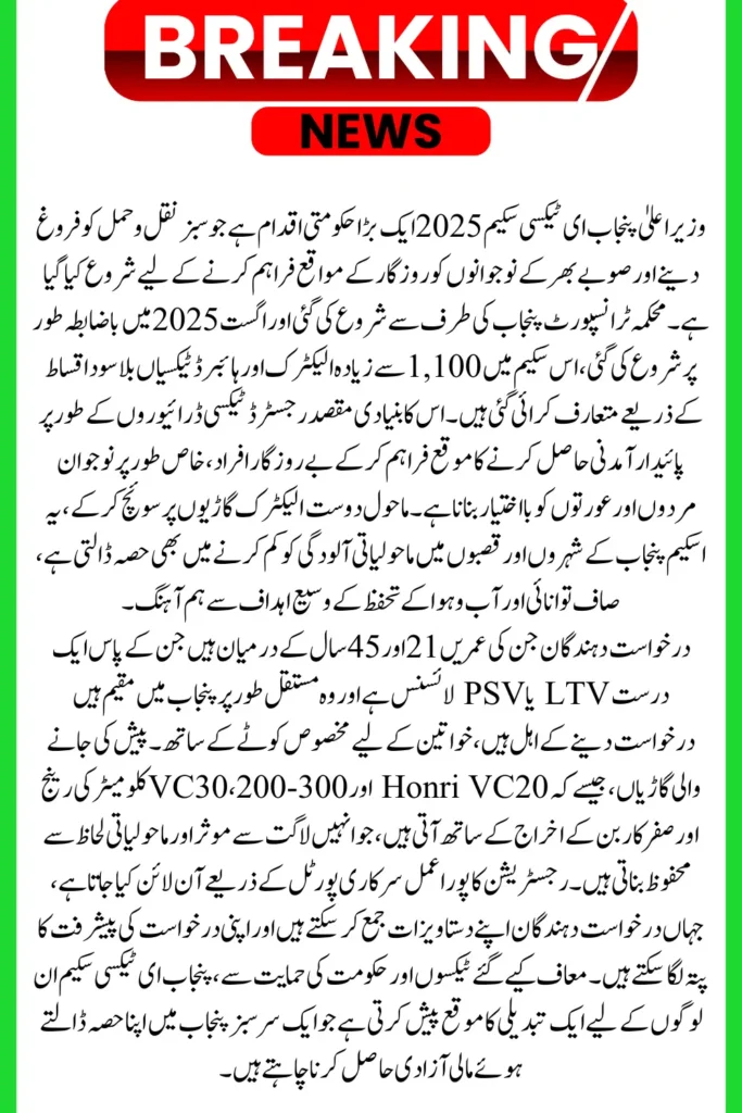 CM Punjab e-Taxi Scheme 2025: Who Can Benefit and How to Register Easily