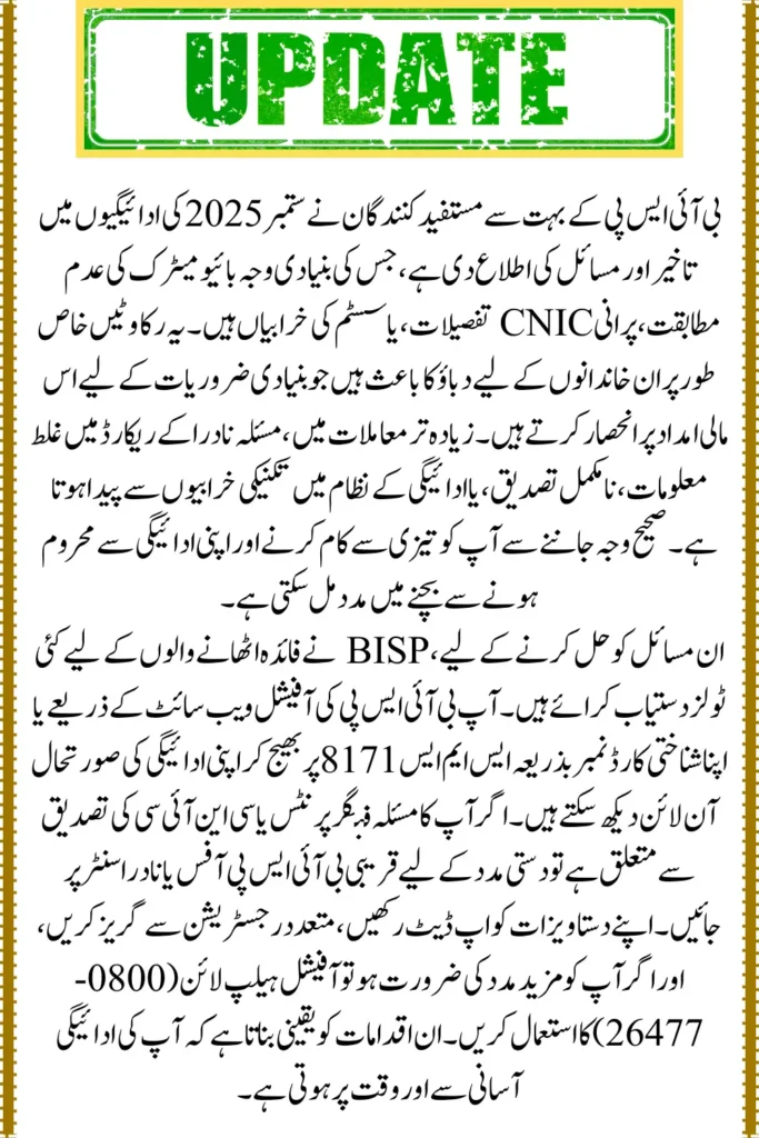 BISP September Payment Issues Causes Solutions and Status Check Guide