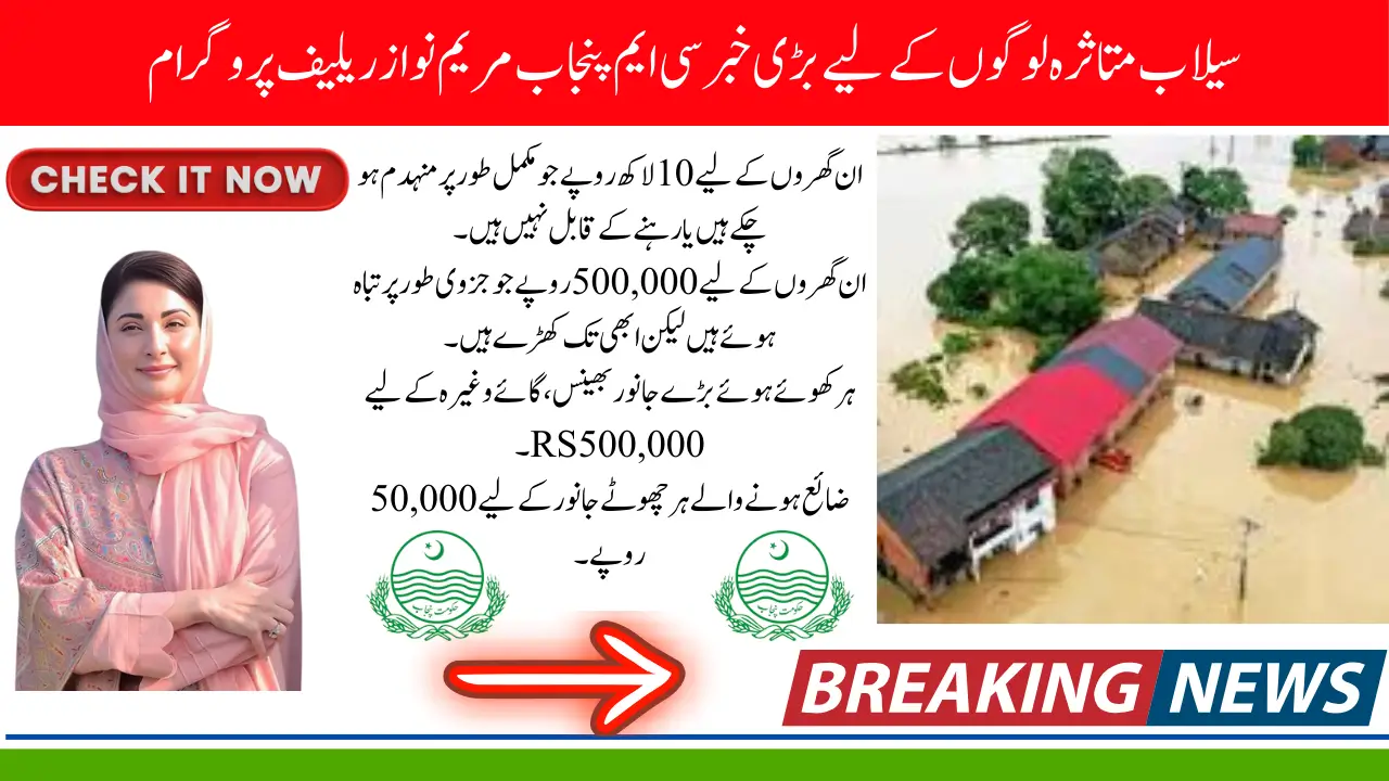 Flood Victims Get Rs 1 Million in 2025 Maryam Nawaz Relief Details