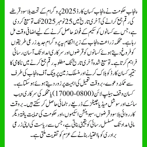 Punjab Kisan Card 2025: Extended Deadline for Interest-Free Loan Deposit and Key Farmer Guidelines